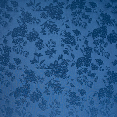 French Blue Floral Jacquard Pure Silk