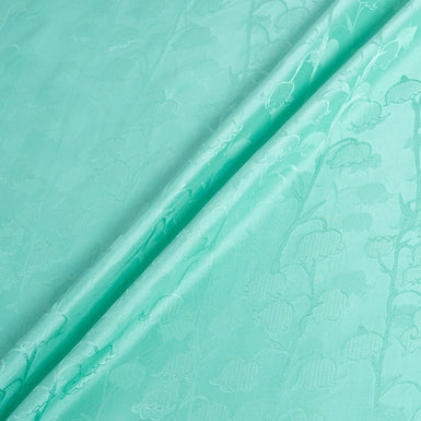 Mint Green Blue Bell Jacquard Pure Silk