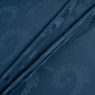 Navy Blue Floral Jacquard Pure Silk