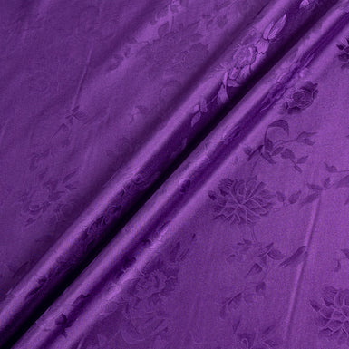 Purple Large Floral Jacquard Pure Silk