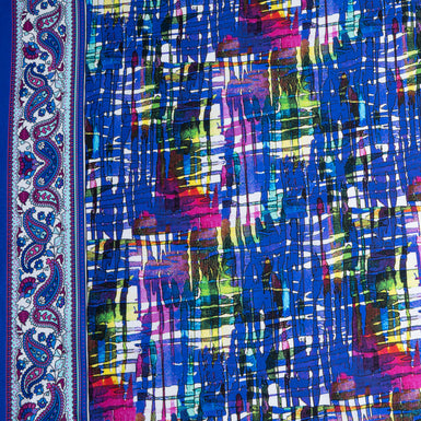 Blue & Multi-Coloured Printed Pure Silk Twill