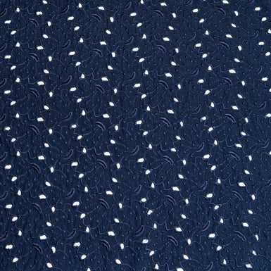 Navy Blue Floral Embroidered Silk