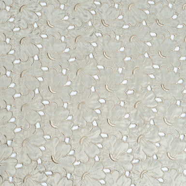 Pale Taupe Floral Embroidered Silk