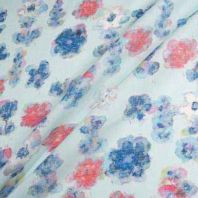 Cherry & Blue Floral Printed Baby Blue Handkerchief Linen