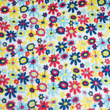 Red, Yellow & Blue Floral Printed Handkerchief Linen