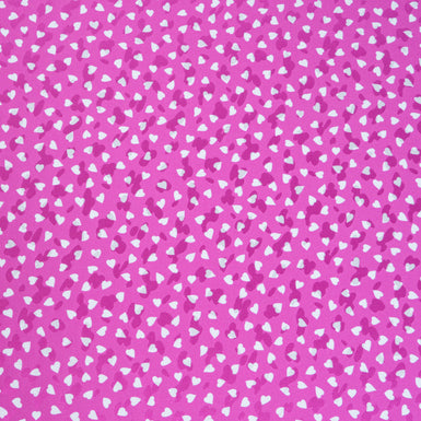 White Heart Printed Fuchsia Pink Silk Jacquard