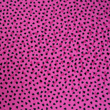 Black Heart Printed Fuchsia Pink Silk Jacquard