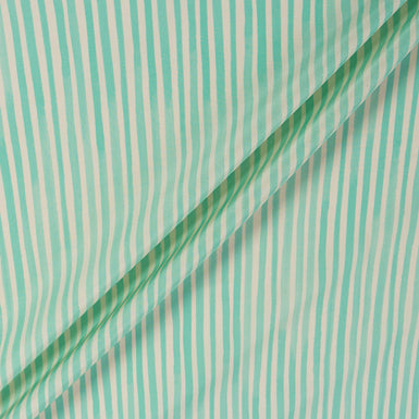 Mint Green 'Striped' Pure Silk Cream Faille