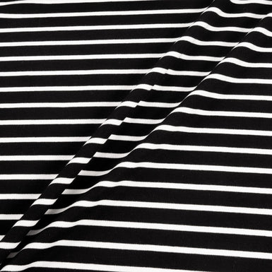 White Striped Black Microfibre Jersey