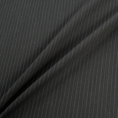 Dark Brown Pinstriped Double Faced 'Super 120's' Wool
