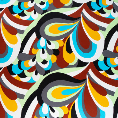 Multi-Coloured Abstract Printed Silk Satin
