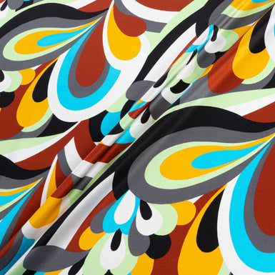 Multi-Coloured Abstract Printed Silk Satin