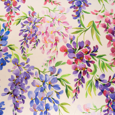 Pretty Floral Printed Silk Blend Satin