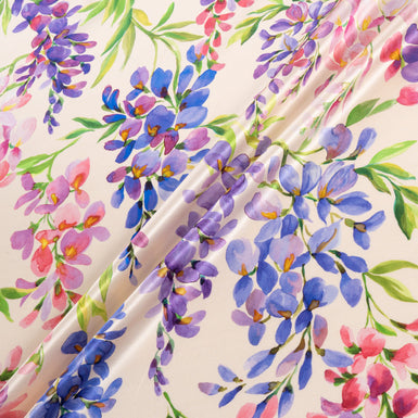 Pretty Floral Printed Silk Blend Satin