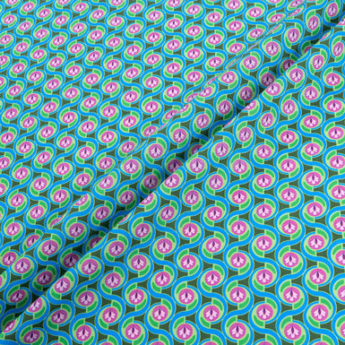 Pink, Blue, Green Geometric Tana Poplin Shirting Cotton
