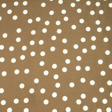 White Spot Printed Soft Brown Silk Twill (A 2m Piece)