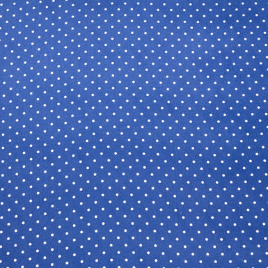 Small White Spotted Rich Blue Pure Silk Twill (A 1.60m Piece)