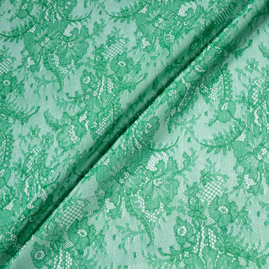 Green Chantilly Lace Printed Cotton Voile