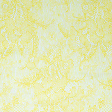 Yellow Chantilly Lace Printed Cotton Voile