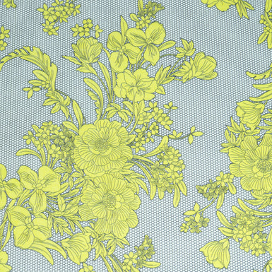 Yellow Floral & Mesh Printed Cotton Voile