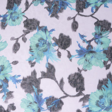Green & Blue Floral Printed Pure Cotton Voile