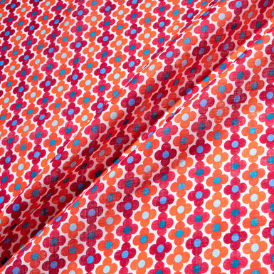 Red & Orange Floral Geometric Printed Linen
