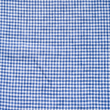 French Blue Gingham Check Pure Linen