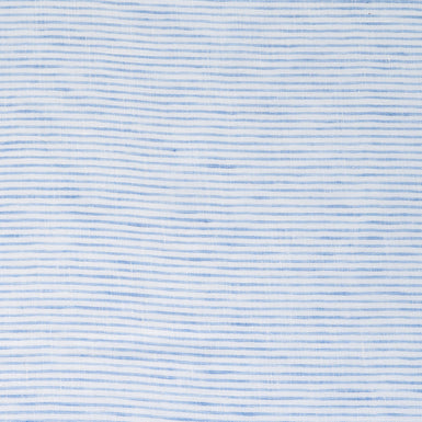 Sky Blue Horizontal Striped Pure Linen Shirting
