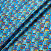 Blue & Multi 'Woven Stripe' Pure Silk Twill (A 2m Piece)