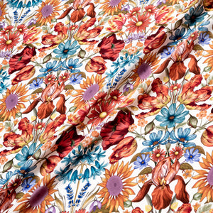 Red 'Floral Muse' Liberty Silk Crêpe de Chine