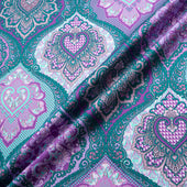 Teal & Purple Printed Stretch Cotton