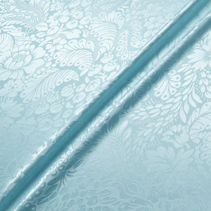 Aqua Blue Floral Jacquard Pure Silk