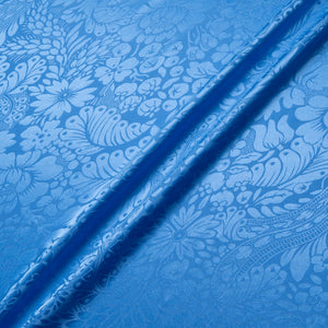 Rich Blue Floral Jacquard Pure Silk