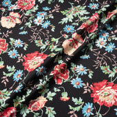 Multi Floral Printed Black Luxury Cotton (A 2.70m Piece)