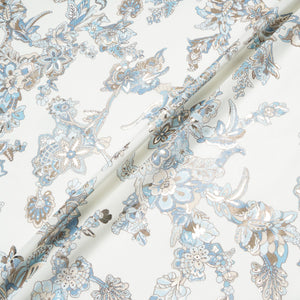Blue Vision Printed Floral Metallic Luxury Cotton