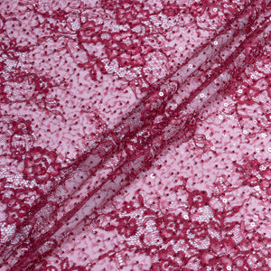 Burgundy Floral Beaded Chantilly Lace