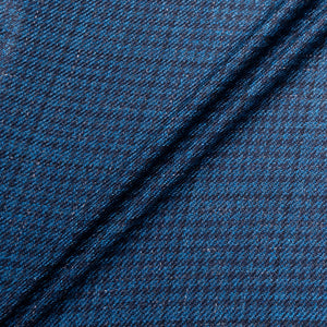 Blue Dogtooth Wool, Silk & Linen Blend
