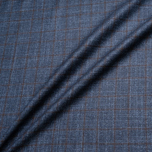 Blue & Brown Wool, Silk & Cashmere Check