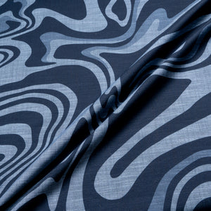 'Swirl' Printed Stretch Cotton Denim