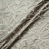 Swirl Embroidered Soft Brown Silk Shantung