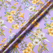Yellow Floral Printed Lilac Cotton