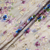 Multi Floral Printed & Laminated Devoré Velvet