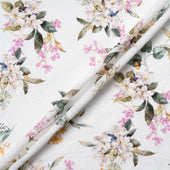 Floral Printed Baby White Embroidered Cotton