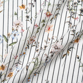 Multi Floral & Striped White Pure Linen