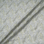 Grey Paisley Printed Pure Linen