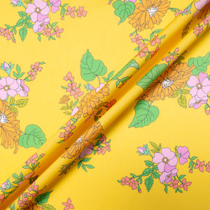 Floral Printed Yellow Liberty 'Tropical Sprig' Cotton Tana Lawn