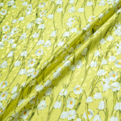 White Lily of the Valley Lime Silk Jacquard
