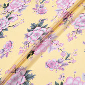 Floral Printed Canary Yellow Silk