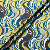 Multi-Coloured Swirl Patterned Pure Silk Twill