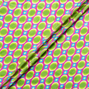 Green Geometric Printed Fuchsia Silk Jacquard